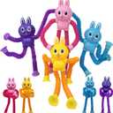 4 Pack Easter Bunny Suction Cup Pop Tubes Toys Sensory Toys Telescopic Suction Cup Toy for Stress and Anxiety Relief, Stocking Stuffers Gift for Kids and Toddlers