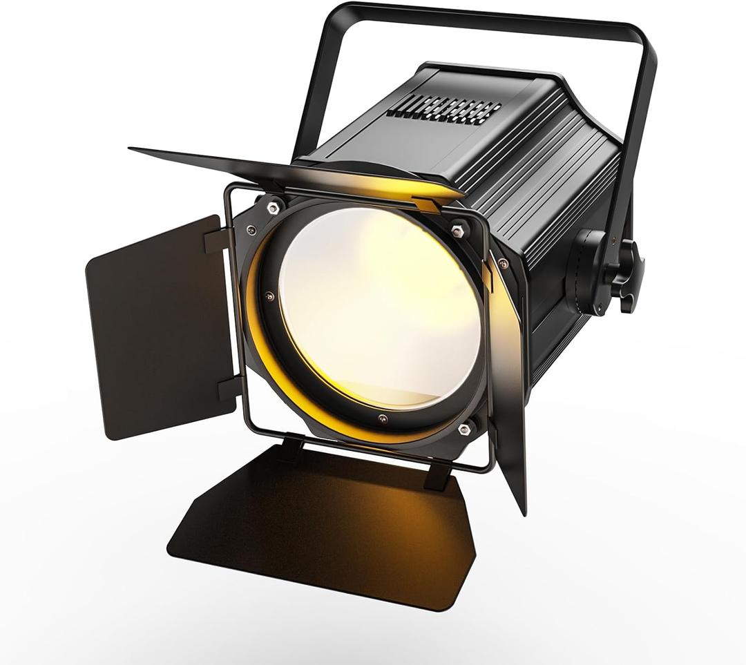 Stage Lights with Barn Doors, 200W COB LED Par Can Lights Spotlights, 2 in 1 Cool White & Warm White DMX512 Sound Activated Uplights for Events Parties Wedding Theater Church Concert Dance (1Pc)