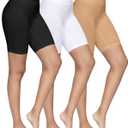 YADIFEN 3 Pack Slip Shorts for Under Dresses Seamless Anti Chafing Underwear Shaping Boyshort Smooth Panties for Women (XX-Large, 3 Pack - Black+white+khaki)