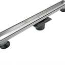 Neodrain 18-Inch Linear Shower Drain, Brushed 304 Stainless Steel, Silver, Modern Style, Removable Grate, Adjustable Feet, 2" Central Outlet, 36 L/min Flow, Fits US No-Hub Drain Base System