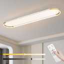 ADISUN Modern LED Ceiling Light Dimmable Linear Ceiling Light 39.4in Semi Flush Mount Long Lights with Remote Control and Side Lighting for Living Room Kitchen Dining Room White & Gold