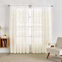 Sheer Curtains 2 Panels Set, Decorative Embroidered Leaf Design, Rod Pocket Light-Filtering Window Treatments for Living Room Bedroom, 54" W x 84" L