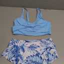 Girls Swimsuit Bathing Suit for Teens Tankini Swimsuits Criss Cross Tropical Print Ruffle Bottom Teen Swimsuits for Girls 12-14 Two Piece Swimwear Light Blue