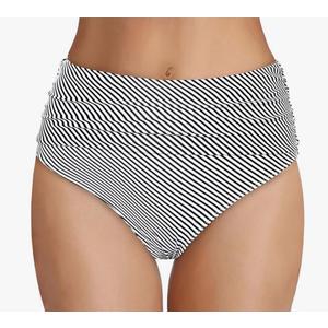 Tempt Me Women's High Waisted Bikini Bottom Tummy Control Ruched Bathing Suit Swim Bottom, Size L