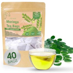 NHAT ANH FARM - Premium Moringa Tea Bags, 40 Tea Bags, 100% Natural Dried Moringa Leaves, Naturally Sweet Herbal Tea, Sugar-Free, Caffeine-Free, No Additives, Exp Date: 04/09/2027