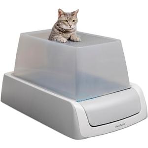 PetSafe ScoopFree Crystal Pro Self-Cleaning Cat Litter Box  Electric, Hands-Free Self-Scooping with Disposable Crystal Trays, Odor Control, Includes Hood, Gray (Top Entry, Regular)
