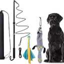 Flirt Pole Dogs, Dog Chase Toy with Squeakers Inside, Dog Fishing Pole Toy for Large Medium Small Dogs to Keep The Puppy Entertained and Physically Exhausted, Rope+Beaver