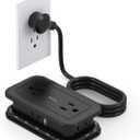 Travel Power Strip with USB Ports, Addtam 4 Outlets 3 USB(2 USB C) with 4FT Wrapped Flat Plug Power Strip, Short Small Extension Cord for Travel Cruise Ship Essentials, Black