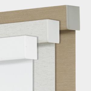 Persilux Custom Size Blackout Cordless Roller Blinds Natural Woven Stripes Bamboo-Look Fabric Thermal Insulation Privacy Roller Shades for Home,Office,Bedroom,White Color