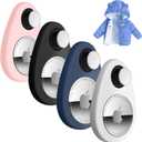 Airtag Holder for Kids Baby Toddler Hidden 4 Pack GPS Tracker Case, Anti-Removal Airtag Silicone Case with Safety Pins, Suitable for Children, Elderly, Pets, Backpack, Luggage (Black+White+Blue+Pink)
