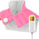 Comfytemp Heating Pad for Neck and Shoulders and Back, 2.6lb Weighted Electric Heating Pads FSA Eligible, Mothers Day Gifts for Mom Women Her, HSA Large Heated Wrap - 9 Heat Settings & 11 Timers, Pink