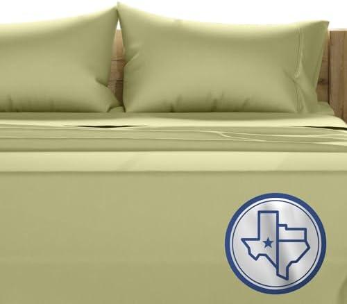 TEXAS LINEN CO. 100% Egyptian Cotton Sheets California King Size - 1200 Thread Count 4 PC Cal King Sheets Egyptian Cotton, Cooling Sateen Sheet, High Thread Count Sheet California King - Sage Green