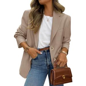PRETTYGARDEN 2026 Blazers for Women Business Casual Long Sleeve Lapel Open Front Suit Jacket Work Blazer with Pockets (X-Large, Camel)