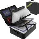 Large Fireproof Document Box with Lock, Upgraded Waterproof Fireproof Document Bag,Important Document Organizer Binder Hard Case Safe,5200 Fire Proof File Box, Portable for Business Travel Home