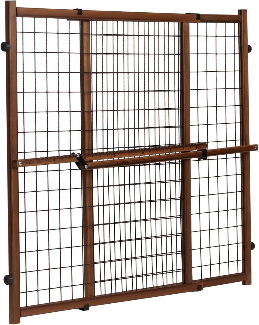 Evenflo Position & Lock Tall & Wide Baby Gate, Pressure-Mounted, 50"W x 32"H, Farmhouse Collection (1 Count (Pack of 1))