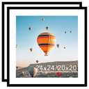 JCJMY 24x24 Picture Frame Set of 2 Black with 20x20 Mat, Display Photo 20x20 with Mat or 24 x 24 Without Mat, Wall Hanging Large 24x24 Poster Frame with Shatter Resistant Plexiglass, 2 Pack, Black