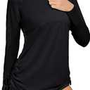 Heathyoga Rash Guard for Women UPF 50+ UV Sun Protection Swim Shirt for Woman Long Sleeve Swimsuits Bathing Suit Tops (X-Large, Black)