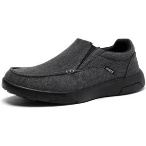 XPACS Men's Orthopedic Comfy Slippers, Stylish Arch Support Casual Shoes for Plantar Fasciitis Recovery, Non Slip Canvas Shoes for Heel and Foot Pain Relief (9.5, W2-black)