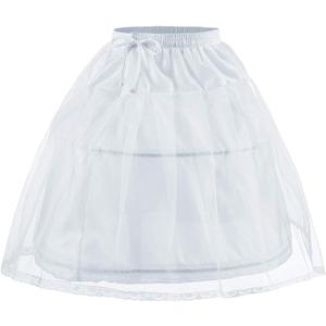 Abaowedding Flower Girls Petticoat with 2 Hoops Full Slip Elastic Child's Crinoline Underskirt (8-9, White)