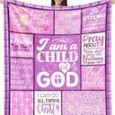 Kesidilo Christian Gifts for Women, I Am a Child of God Blankets 60"x50", Christmas Inspirational Catholic Religious Gift, Baptism Confirmation Gifts for Girls
