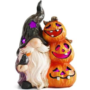 Hodao Halloween Gnome Pumpkin Exquisite Fall Swedish Elf Dwarf Figurines-Table Gnomes Pumpkin Decorations for Indoor Home Decor-Perfect Addition to Your Halloween Decor (Color 1)