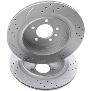 Rear Drilled and Slotted Brake Disc Brake Rotors 34272 13.78 inch / 350 mm Fit for LAND ROVER LR3 2005-2009, LR4 2010-2016, RANGE ROVER SPORT 2006-2013