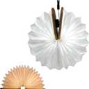 LED Hanging Folding Lantern, Wood & Paper Lamp, Organ Book Light for Office, Decoration, Gift, USB Rechargeable