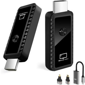 Wireless HDMI Transmitter and Receiver 100ft/30m, 4K Decode 1080P Output Mini Wireless HDMI 2.4G/5G Plug&Play Portable for Streaming Video and Audio to Monitor from Laptop/TV Box