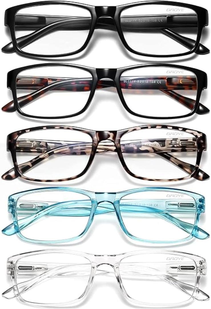 Gaoye Reading Glasses Men/Women, Eyeglasses, Blue Light Readers for Men/Women, Computer Eye Glasses, Cheaters (A2-5 Pack Mix Color), Magnification Strength: 1.25 x