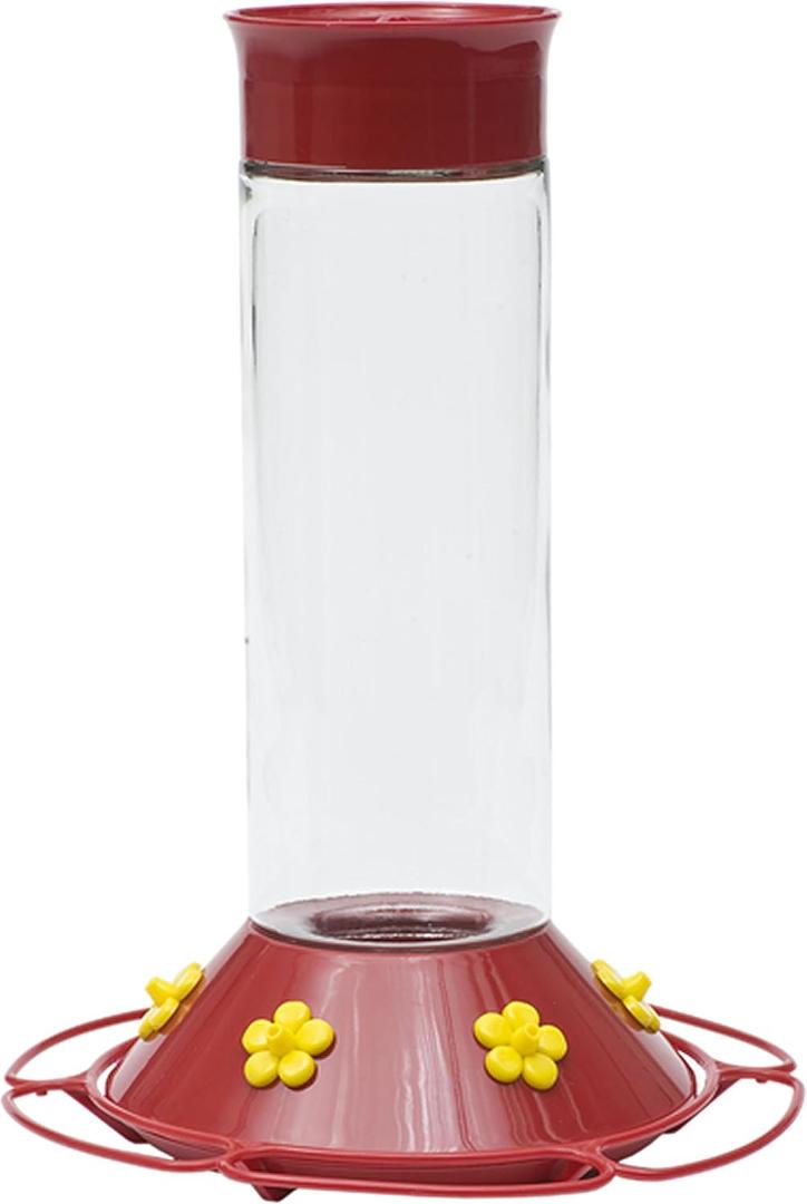 Perky-Pet 209B-1SR Glass Hummingbird Feeders for Outdoors Hanging - 30 oz - Ant & Bee Guarded Red Bird Feeder