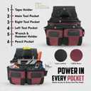 Nylon and Leather Tool Belt | Framing Tool Bags | Nylon Tool Pouch | Carpenter Tool Belts | Construction | Framers | Electrician Tool Belt (Maroon 1650)