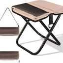 Ultra-Thin Portable Folding Stool - 1.97" Slim Fold, 0.99LB Lightweight, 200LB Capacity Camping Chair for Adults, Compact Collapsible Seat for Outdoor Fishing, Hiking, Events & QueueKhaki
