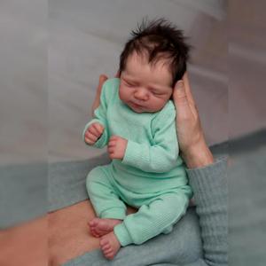 SCOM Reborn Baby Dolls Girl 18 Inch  Full Body Silicone, Realistic Sleeping Newborn, Poseable & Washable, Hand-Rooted Hair, with Accessories, Gift Set for Kids 3+