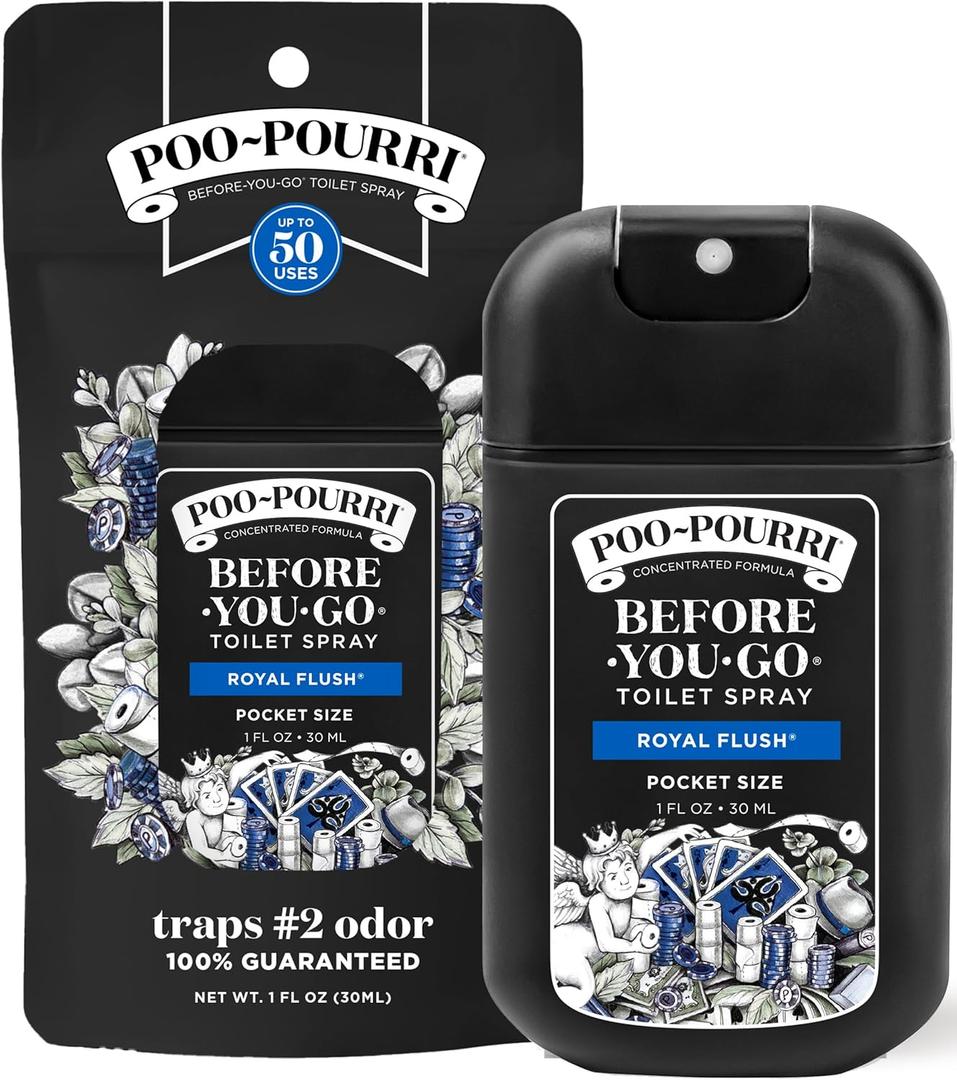 2 x Poo-Pourri Before-You-Go Pocket Toilet Spray, Travel Essentials, Royal Flush, 1 Fl Oz, Up to 50 Uses, On-The-Go Bathroom Odor Deodorizer with Essential Oils, TSA Approved Size, Eucalyptus & Spearmint