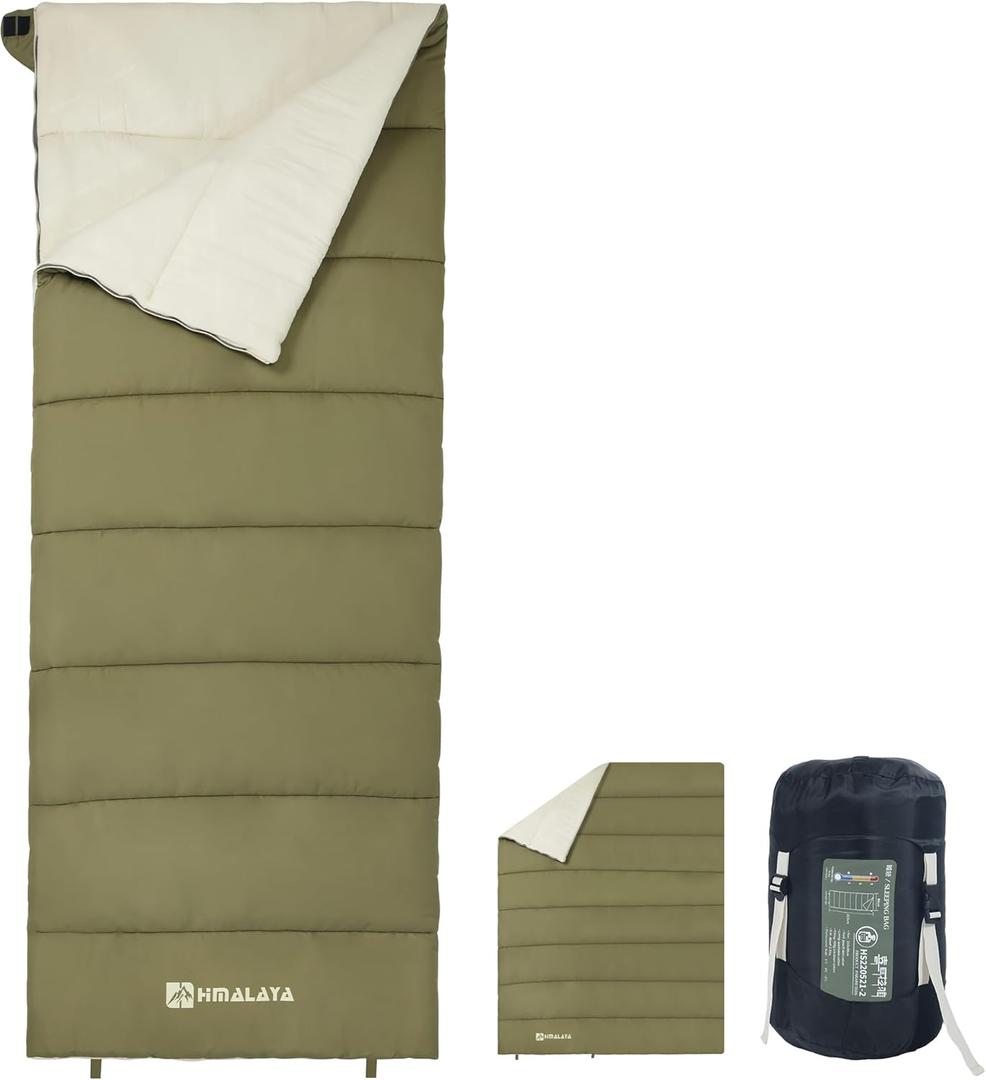 Camping Sleeping Bags for Adults, 20F/30F/40F, Peached Fabric, Waterproof, Washable, Connectable, as a Blanket, Lightweight 3 Season Cold Weather Autumn Winter Backpacking Hiking