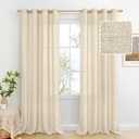 BGment Beige Linen Curtains 90 Inch Long for Living Room - Burlap Textured Light Filtering Window Treatments Grommet Sheer Drapes for Farmhouse, 2 Panels, 52 X 90 Inch