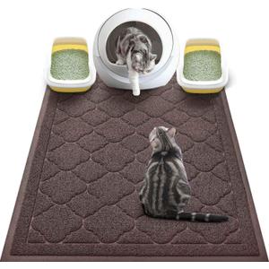 WePet Cat Litter Box Mat, Kitty Premium PVC Pad, Durable Trapping Rug, Phthalate Free, Urine-Resistant, Scatter Control, XXL 47 x 36 Inch, Brown