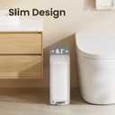 Cesun Slim Bathroom Trash Can with Lid Soft Close, 6L/1.6 Gallon Stainless Steel Small Garbage Can with Foot Pedal and Removable Inner Bucket, Slim Wastebasket for Bathroom, Office, Toilet (White)