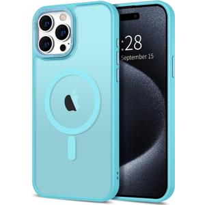 3 x Hython Case for iPhone 15 Pro Case Magnetic Translucent Matte Phone Cases 6.1" [Compatible with MagSafe] Thin Slim Fit Shockproof Bumper Hard Protective Cover for Women Men Girls, Frosted Lake Blue