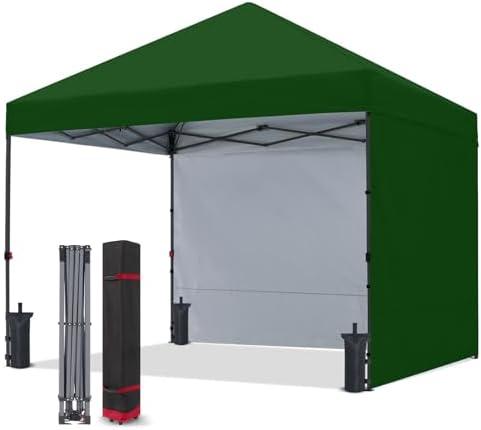 COOSHADE Pop Up Canopy Tent 10x10 with 2 Sidewalls, Outdoor Shade Instant Canopy Tents, Forest Green