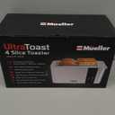 Mueller UltraToast Full Stainless Steel Toaster 4 Slice, Long Extra-Wide Slots for Bagels and Waffles, 6 Browning Levels, LED Display, Cancel/Defrost/Reheat Functions & Removable Tray, Kitchen Gadgets