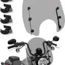 15" Motorcycle Windshield with 4PCS 49mm Quick-Release Fork Clamps, Smoke Windscreen Deflector for Harley Softail Street Bob FXBB FXBBS, Standard FXST, Low Rider FXLR, Dyna FXDB FXDL FXDC