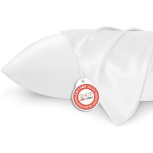 Bedsure King Size Satin Pillowcase Set of 2 - Pure White Silky Pillow Cases for Hair and Skin with Envelope Closure, Similar to Silk Pillow Cases, Gifts for Women Men, 20x36 Inches, 2pcs