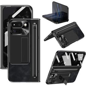 for Google Pixel 9 Pro Fold Case with S Pen Holder & Stylus, PU Leather Case with Hinge Protection, Screen Protector, Kickstand, Protective Cover for Google Pixel 9 Pro Fold Black