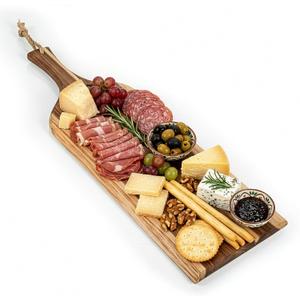 PICNIC TIME Artisan 24" Acacia Charcuterie Board with Raw Wood Edge, Wooden Cutting Board with Handle, All-Purpose Serving Platter, Decorative and Reversible Serving Plank (Acacia Wood)