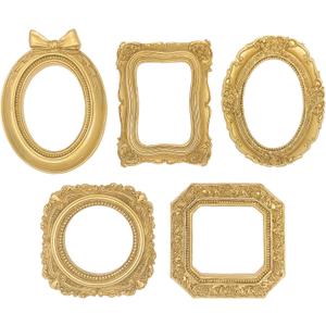 Small Picture Frames,Mini Gold Frames,Vintage Gold Frames,Table Top Decor, Magnetic Picture Frames for Refrigerator,Vintage Frame Set,Christmas Decor (4Pcs,Golden)