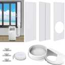 Portable Air Conditioner Window Vent Kit with 2-in-1 Coupler Fit for 5.0"/5.9 Exhaust Hose, Mobile A/C Unit Window Kit with 3 Seamless Slot Seal Plates for Vertical/Horizontal Sliding Window