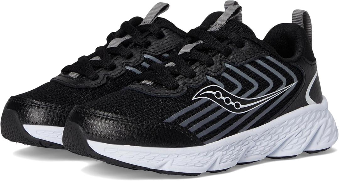 Saucony Kids' Wind 3.0 (1.5 Wide Big Kid, Black/White)