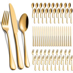 60-Pcs Gold Silverware Set - Stainless Steel Flatware Cutlery Set Service for 20, Mirror Polished Gold Flatware Set Include Forks Spoons Knives for Home, Wedding, Restaurant, Dishwasher Safe