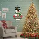 2 x Handcrafted Snowman Welcome Door Hanger Sign - Festive Winter Christmas Home Decor Door Decorations